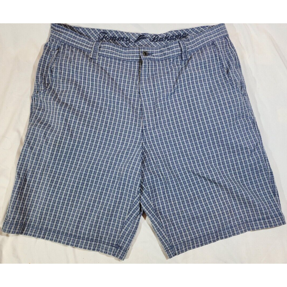 ✅ Tommy Bahama Shorts Chino Men Size 38 Blue Check Pattern 100% Cotton MSRP $80